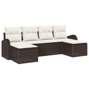 vidaXL Ensemble de Canap&eacute;s 6 pcs Marron et blanc polyrotin
