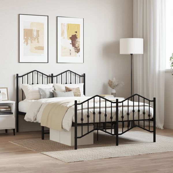 vidaXL Cadre de lit m&eacute;tal sans matelas avec pied de lit noir 120x200cm