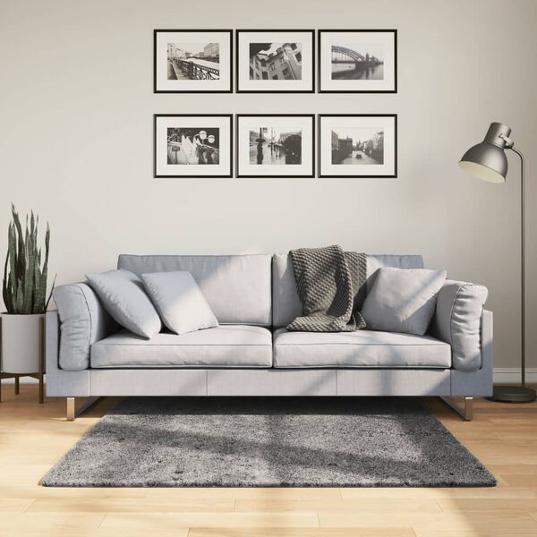 vidaXL Tapis HUARTE &agrave; poils courts doux lavable anthracite 120x120 cm