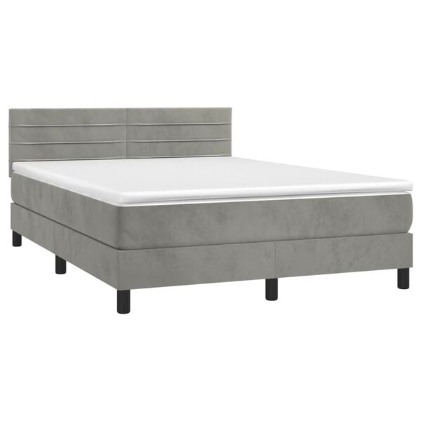 vidaXL Sommier &agrave; lattes de lit et matelas Gris clair 140x200cm Velours