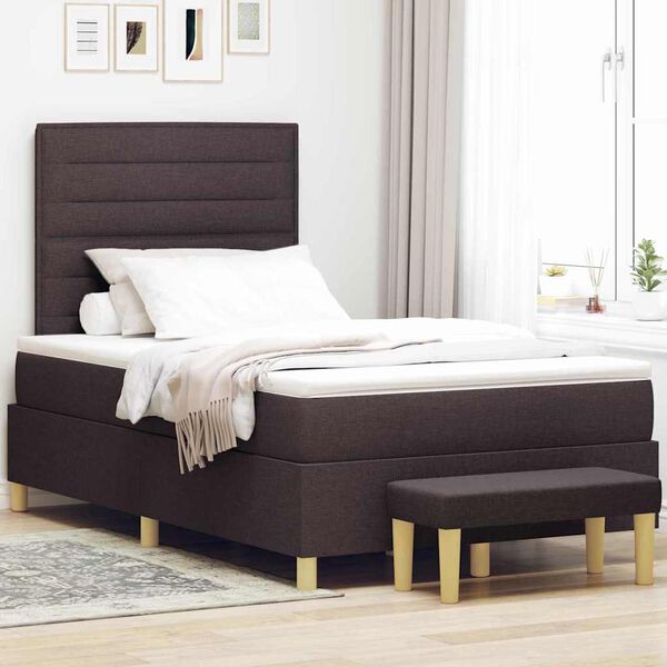 vidaXL Lit &agrave; ressorts avec matelas Marron fonc&eacute; 120 x 200 cm tissu