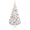 vidaXL Arbre de No&euml;l artificiel pr&eacute;-&eacute;clair&eacute; et boules blanc 180 cm PVC