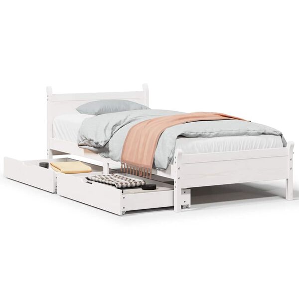 vidaXL Cadre de lit sans matelas blanc 90x190 cm bois de pin massif