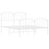 vidaXL Cadre de lit m&eacute;tal sans matelas et pied de lit blanc 135x190 cm