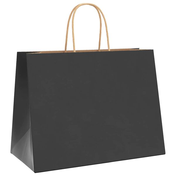 vidaXL Sacs en papier 50 pcs avec poign&eacute;es noir 32x17x25 cm