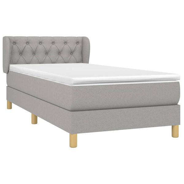 vidaXL Sommier &agrave; lattes de lit avec matelas Gris clair 80x200 cm Tissu