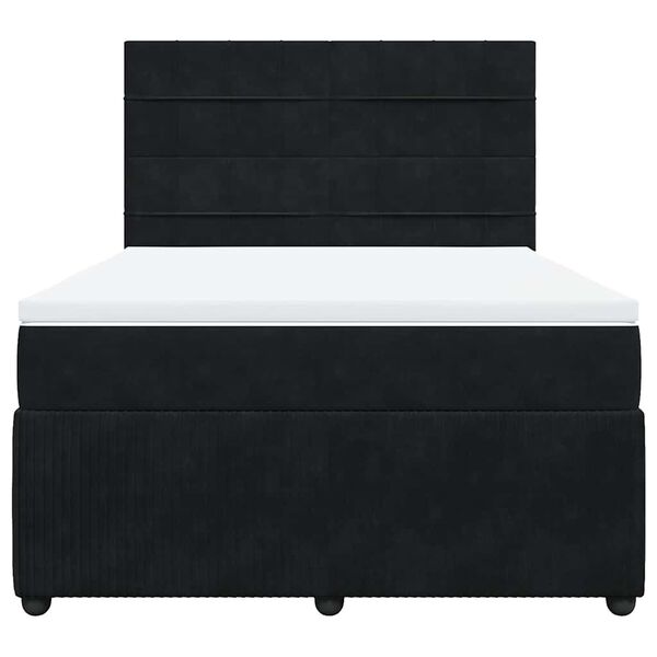 vidaXL Sommier &agrave; lattes de lit avec matelas Noir 140x200 cm Velours