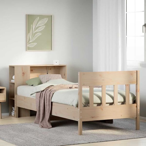 vidaXL Lit biblioth&egrave;que sans matelas 90x190 cm bois de pin massif
