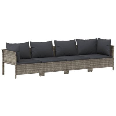 vidaXL Salon de jardin 9 pcs avec coussins Gris Résine tressée