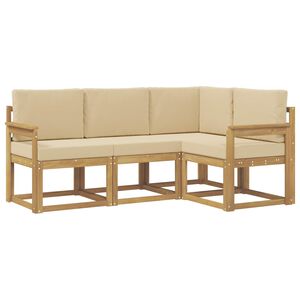 vidaXL Ensemble de canap&eacute;s d'ext&eacute;rieur 4 pcs Blanc et Beige