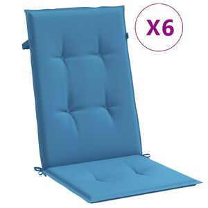 vidaXL Coussins de chaise &agrave; dossier haut lot de 6 bleu m&eacute;lang&eacute; tissu
