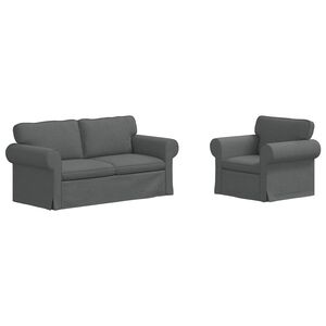 vidaXL Ensemble de Canap&eacute;s 2 pc Gris fonc&eacute; tissu