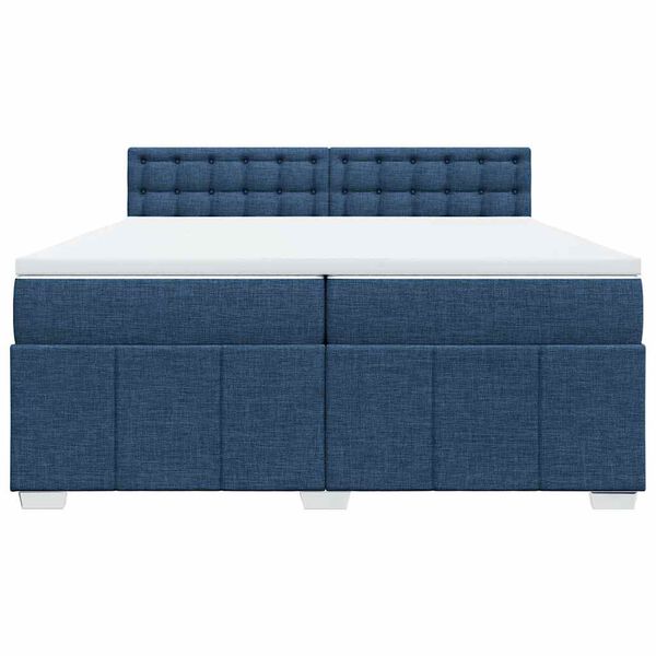 vidaXL Sommier &agrave; lattes de lit avec matelas Bleu 200x200 cm Tissu
