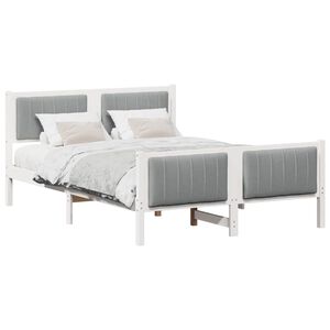 vidaXL Cadre de lit avec t&ecirc;te de lit Blanc et gris clair 140 x 200 cm