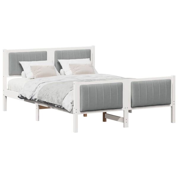 vidaXL Cadre de lit avec t&ecirc;te de lit Blanc et gris clair 140 x 200 cm