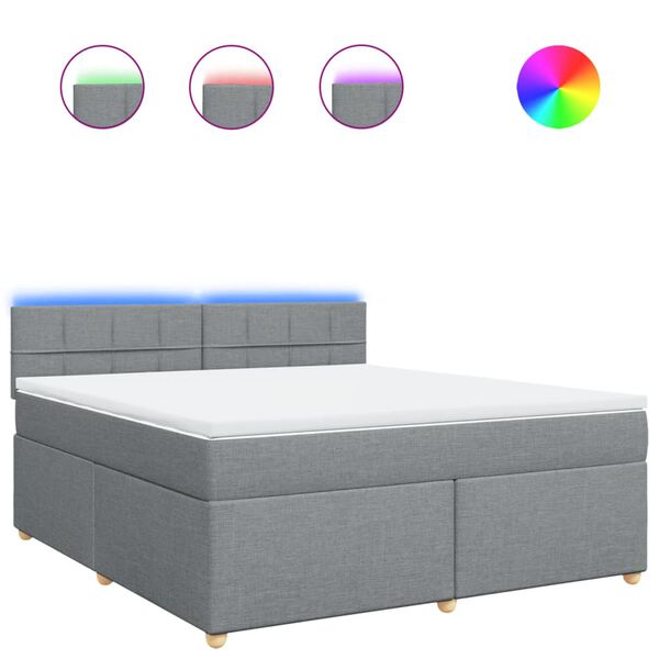 vidaXL Sommier &agrave; lattes de lit avec matelas Gris clair 180x200cm Tissu