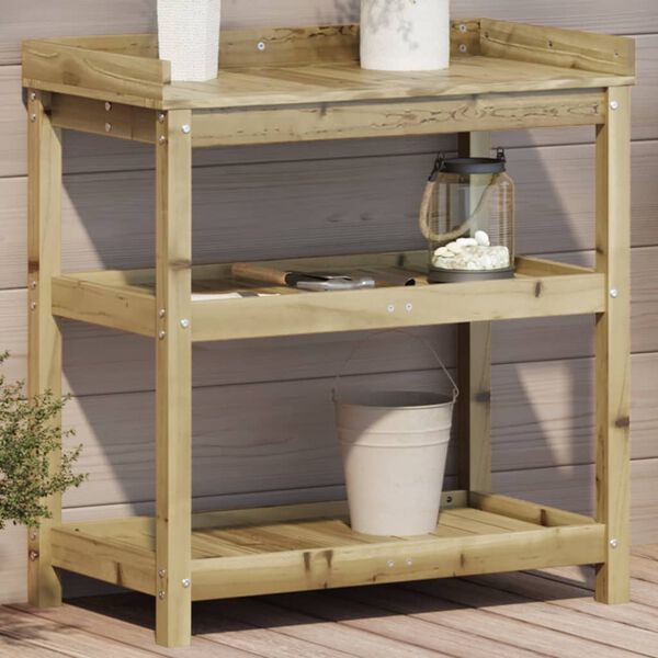 vidaXL Table de rempotage et &eacute;tag&egrave;res 82,5x45x86,5cm bois pin impr&eacute;gn&eacute;