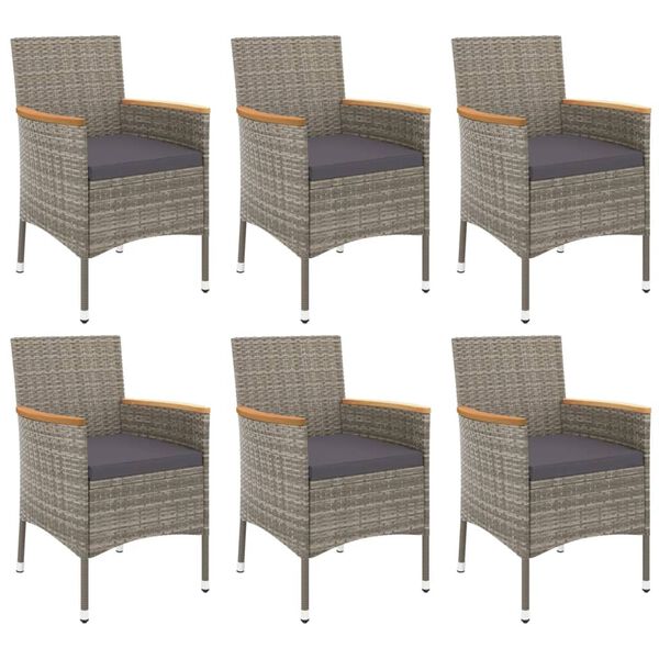 vidaXL Ensemble &agrave; manger jardin et coussins 7 pcs gris rotin