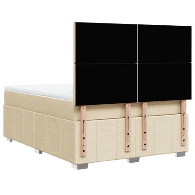 vidaXL Sommier à lattes de lit avec matelas Crème 160x200 cm Tissu