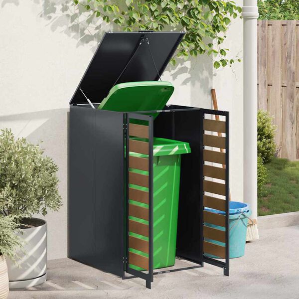 vidaXL Stockage de Poubelle &agrave; Roulettes avec Couvercle &agrave; Gaz Relevable pour Poubelle de 240L