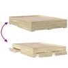 vidaXL Cadre de lit avec tiroirs sans matelas chêne sonoma 150x200 cm