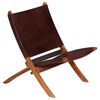 vidaXL Chaise de relaxation pliable Marron Cuir v&eacute;ritable