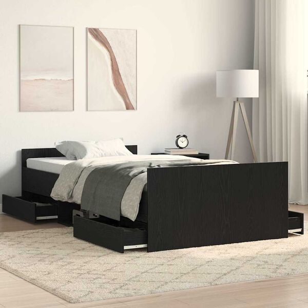 vidaXL Cadre de lit Ch&ecirc;ne noir 203 x 103 x 50 cm Bois d'ing&eacute;nierie