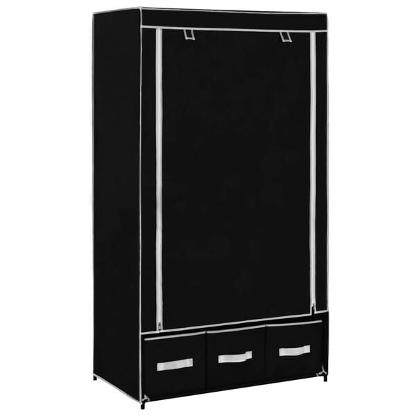 vidaXL Garde-robe Noir 87 x 49 x 159 cm Tissu