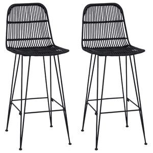 vidaXL Tabouret de bar 2 pc Noir 44 x 55 x 109 cm Rattan et Acier