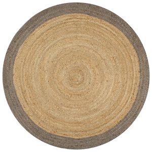 vidaXL Tapis fait &agrave; la main Jute avec bord gris 120 cm