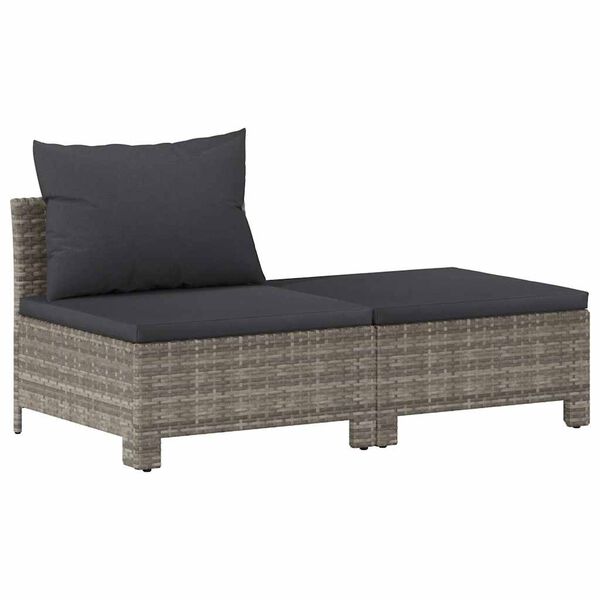vidaXL Salon de jardin 2 pi&egrave;ces avec coussins en polyrotin gris
