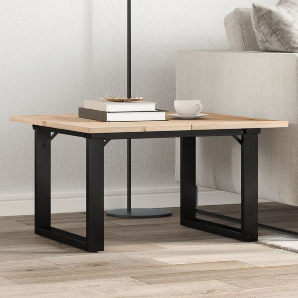 vidaXL Table basse cadre en O 60x60x40 cm bois de pin massif et acier