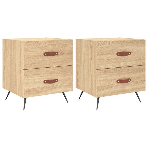 vidaXL Tables de chevet 2 pcs ch&ecirc;ne sonoma 40x35x47,5 cm
