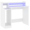 vidaXL Bureau avec lumi&egrave;res LED Blanc 97x45x90 cm Bois d'ing&eacute;nierie