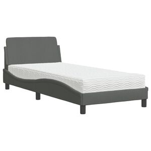 vidaXL Lit avec matelas Dover gris fonc&eacute; 80x200 cm tissu