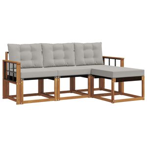 vidaXL Ensemble de canap&eacute;s d'ext&eacute;rieur 4 pc Gris Naturel et Clair