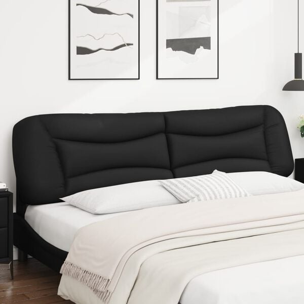 vidaXL Coussin de t&ecirc;te de lit Hvar noir 200 cm similicuir