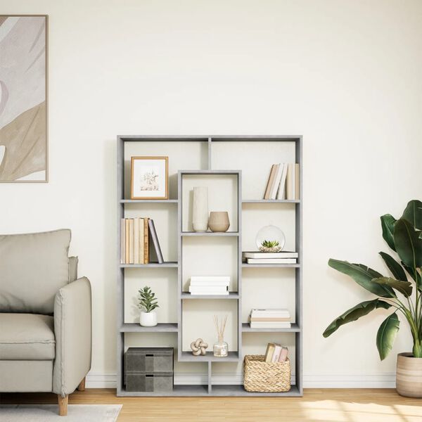 vidaXL Biblioth&egrave;que gris b&eacute;ton 102x29x143 cm bois d'ing&eacute;nierie