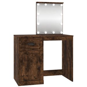 vidaXL Coiffeuse avec LED ch&ecirc;ne fum&eacute; 90x50x132,5 cm bois d'ing&eacute;nierie
