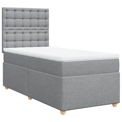 vidaXL Sommier à lattes de lit avec matelas Gris clair 90x200 cm Tissu