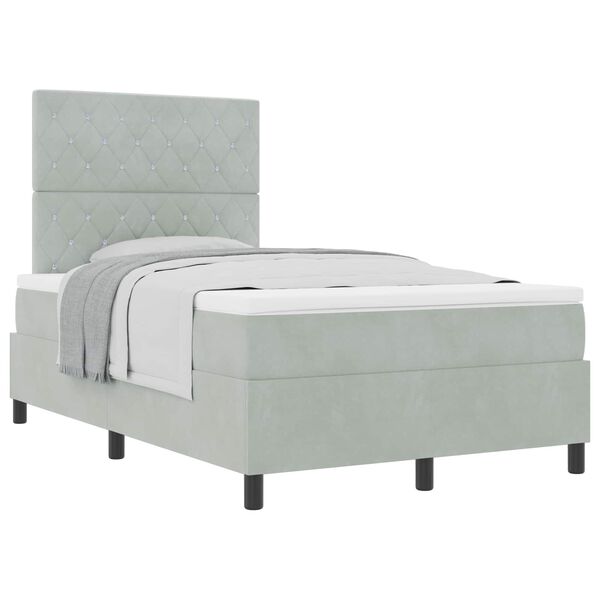 vidaXL Lit &agrave; ressorts avec matelas Gris clair 120 x 200 cm Velours
