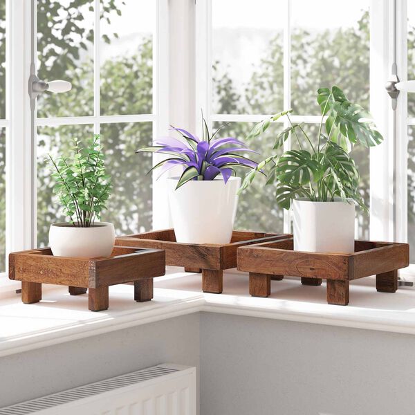 vidaXL Support de Plante 3 pcs Marron Bois d'Acajou