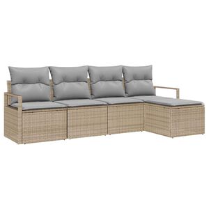 vidaXL Ensemble de Canap&eacute;s avec coussin 5 pcs Beige polyrotin