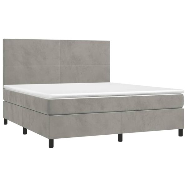 vidaXL Sommier &agrave; lattes de lit et matelas Gris clair 160x200cm Velours