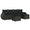 vidaXL Salon de jardin 6 pcs avec coussins noir r&eacute;sine tress&eacute;e