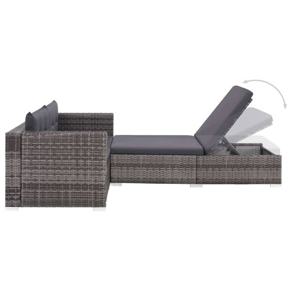 vidaXL Salon de jardin 3 pcs avec coussins R&eacute;sine tress&eacute;e Gris