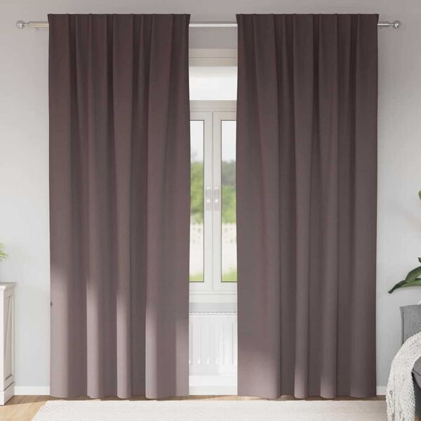 vidaXL Rideaux occultants avec anneaux 2 pcs Marron fonc&eacute; 245 x 140 cm