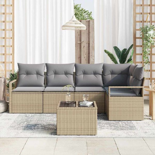 vidaXL Ensemble de canap&eacute; de jardin 6 pcs Beige et Gris clair