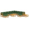 vidaXL Salon de jardin 12 pcs avec coussins vert bois massif