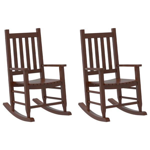 vidaXL Chaises &agrave; bascule enfants lot de 2 marron bois peuplier massif